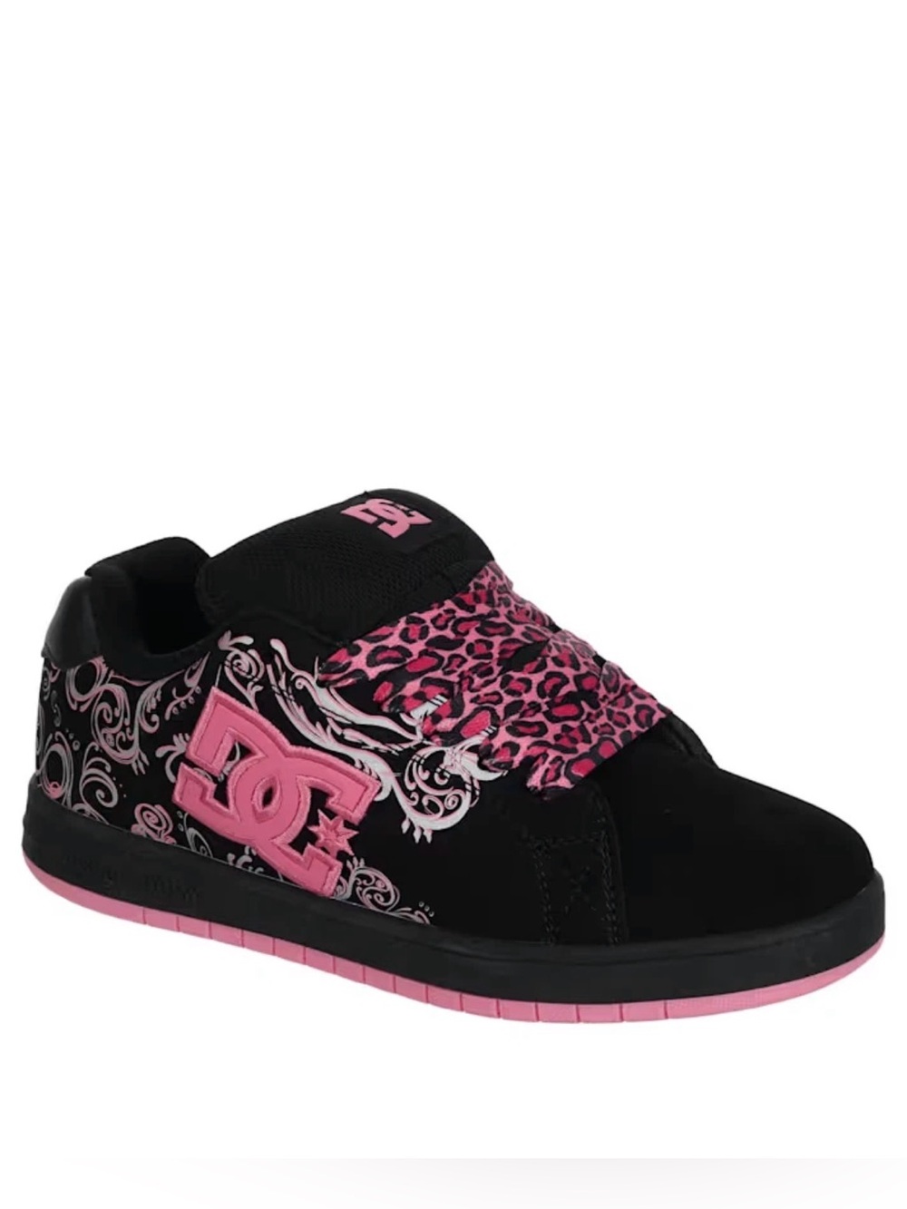 DC Women' Black and Pink Skate Shoe - Logo Strap Design-Limited Edition Color